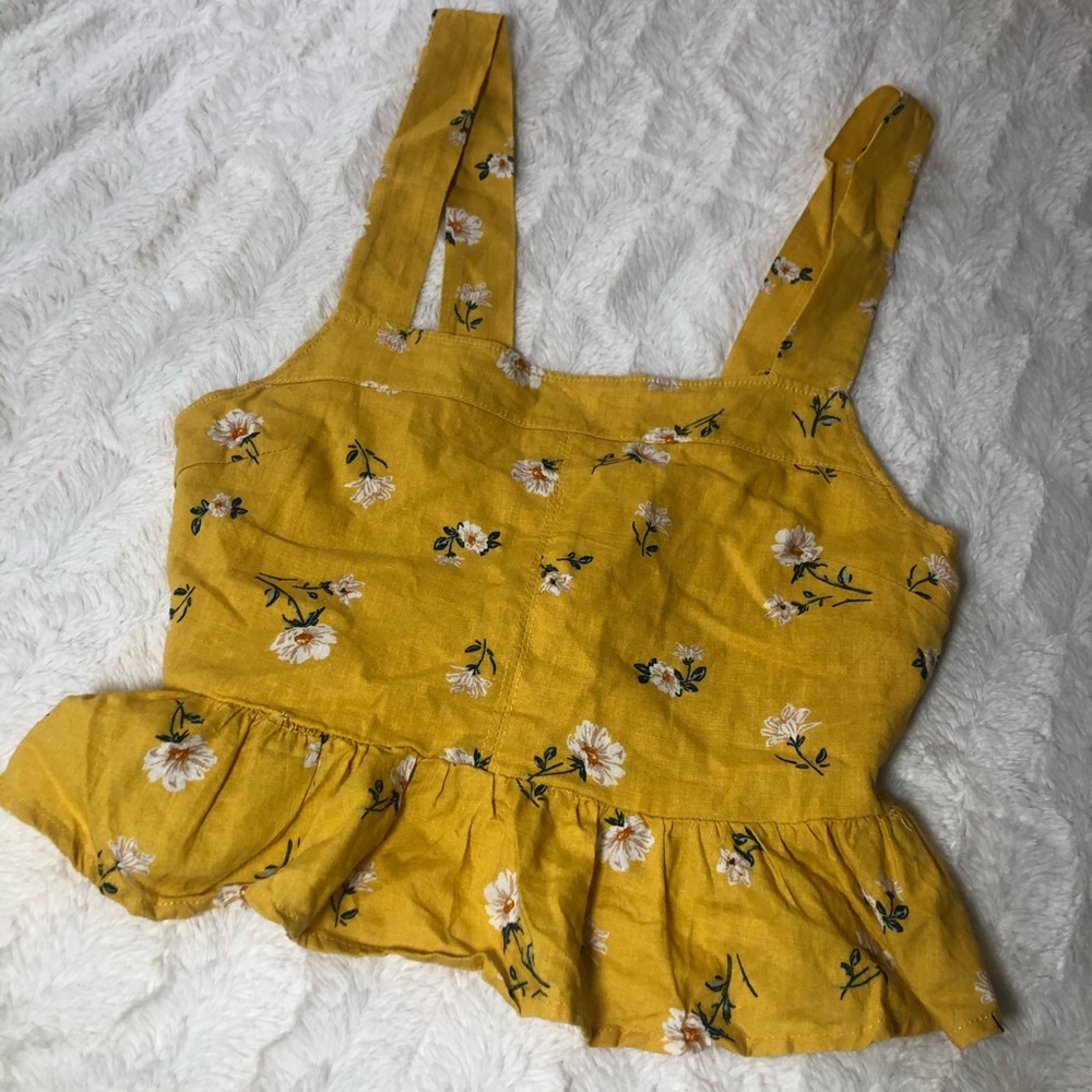 Yellow Floral Cropped Peplum Tank LA Hearts Pacsun